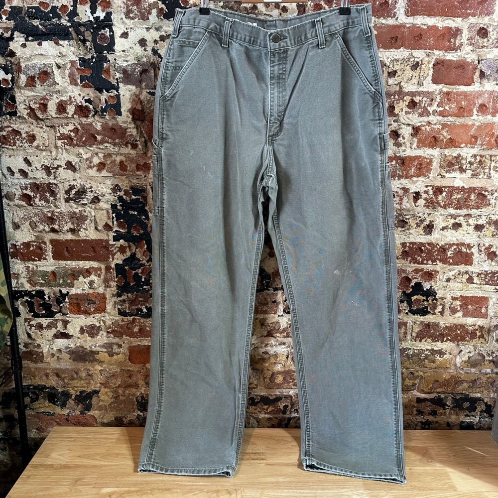 VTG Carhartt B11 MOS Green Workwear Pants Faded Worked in Mens 36x34